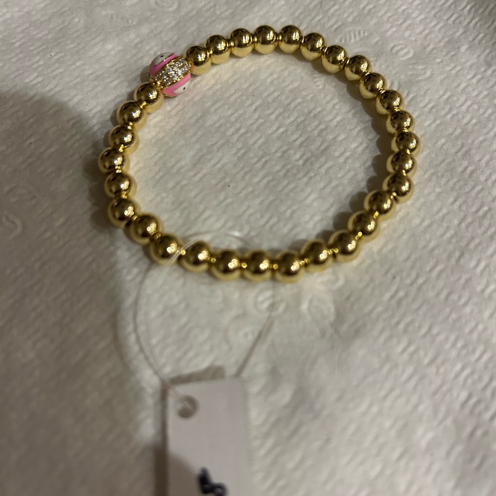 Sahira jewelry designs gold beaded  evil eye bracelet NWT